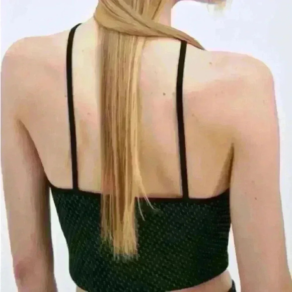 Zara Jacquard Cross  Halter Top Size L - Picture 4 of 7